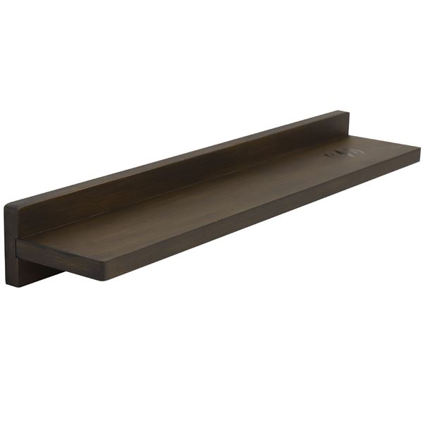 24" Rustic Wood Wireless Charging Shelf and Frameless Mirror Set