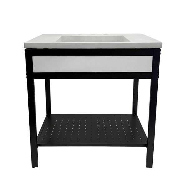 31 in. Single Sink Vanity- Black Metal Frame with Light Gray Concrete Ramp Sink Top