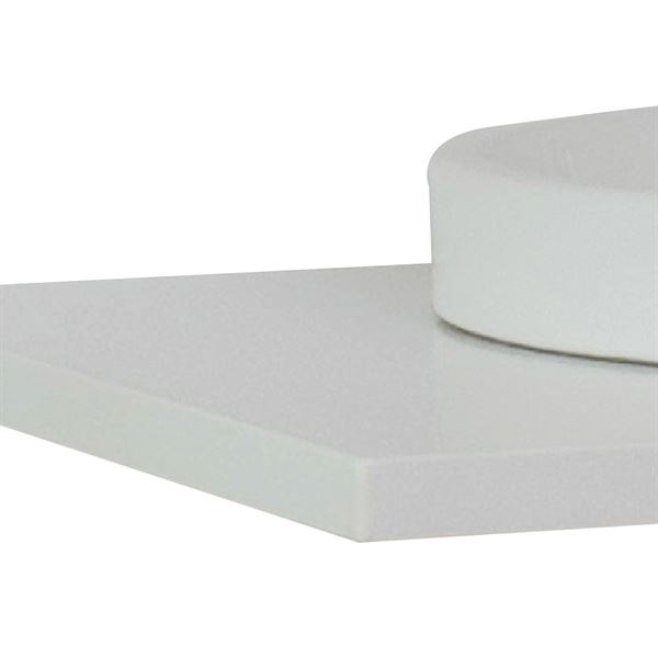 61" White quartz countertop and single round sink