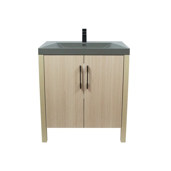 31.5" Single Sink Vanity In Neutral Finish with Gray Composite Granite Top