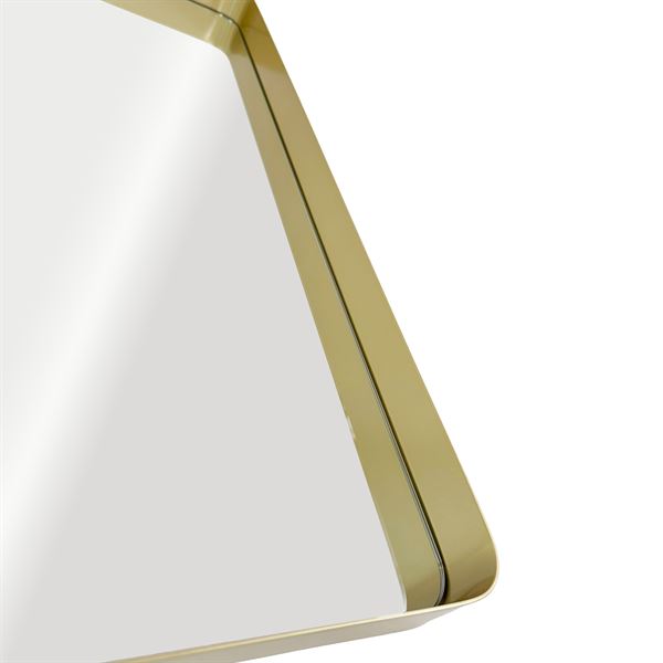 Round Rectangular Metal Frame Mirror in Brushed Gold