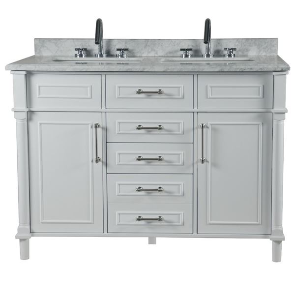 Napa 48" DOUBLE VANITY IN WHITE WITH WHITE CARRRA MARBLE TOP