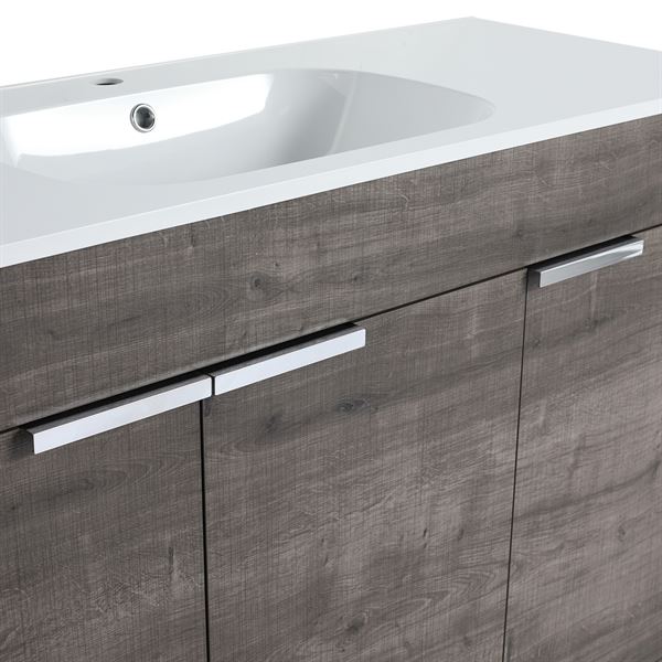 51 in. Single Vanity in Gray Oak finish with Solid Surface Resin White Sink