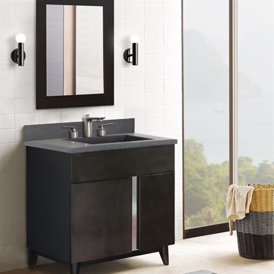 31 in. Single Vanity in Silvery Brown Finish with Black Concrete Top and Rectangle Sink