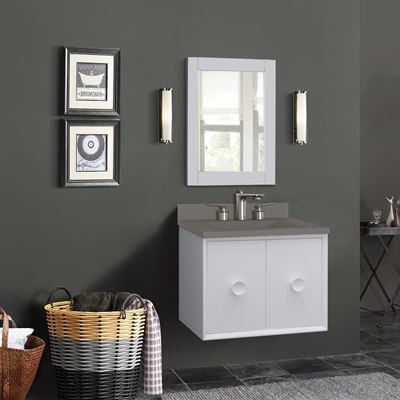 31 in. Single Vanity in White Finish with Gray Concrete Top and Rectangle Sink
