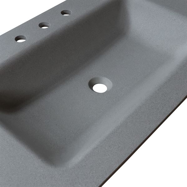 49 in. Single Dark Gray Concrete Top with Rectangle Sink