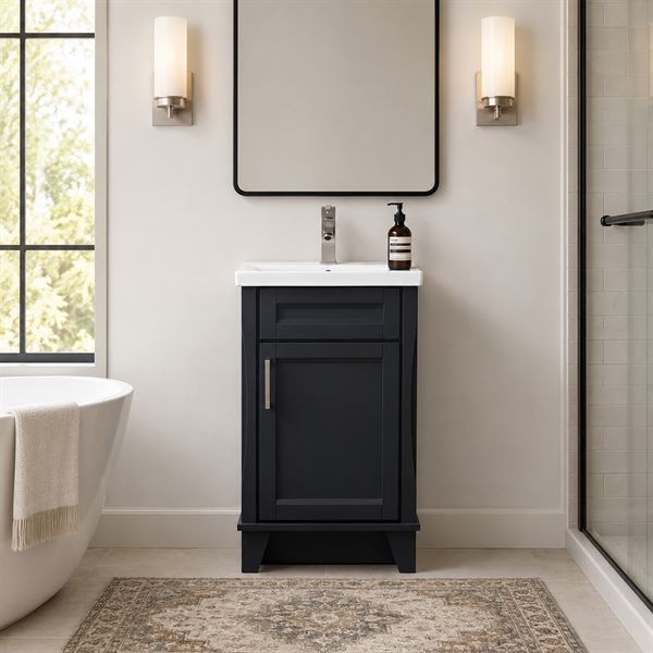 20 in. Single Sink Vanity in Dark Gray Finish with White Ceramic Sink Top