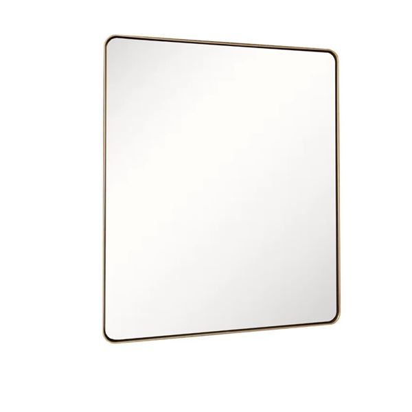 24 in. Rectangular Metal Frame Mirror in Brushed Gold Finish