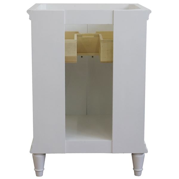 25" Single vanity in White finish with White quartz and round sink