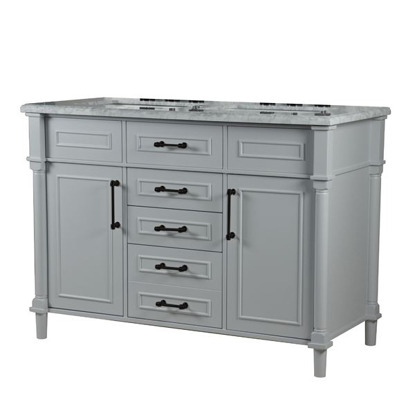 Napa Napa 48" DOUBLE VANITY IN L/GRAY WITH WHITE CARRRA MARBLE TOP