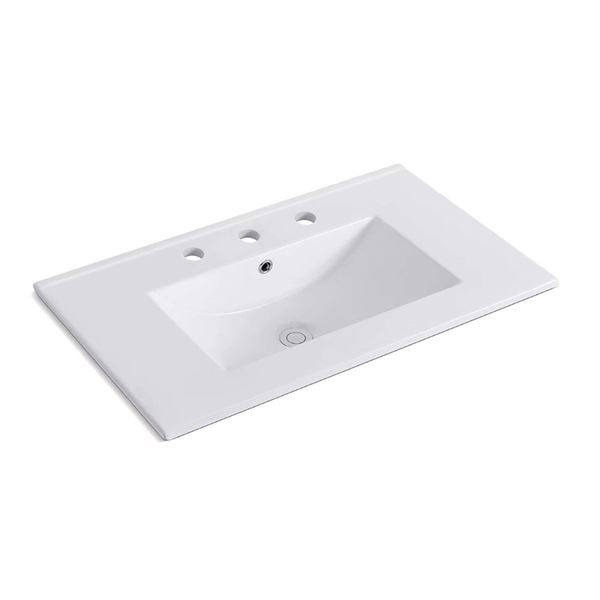 36 in. Single Sink Ceramic Top, 3 Holes