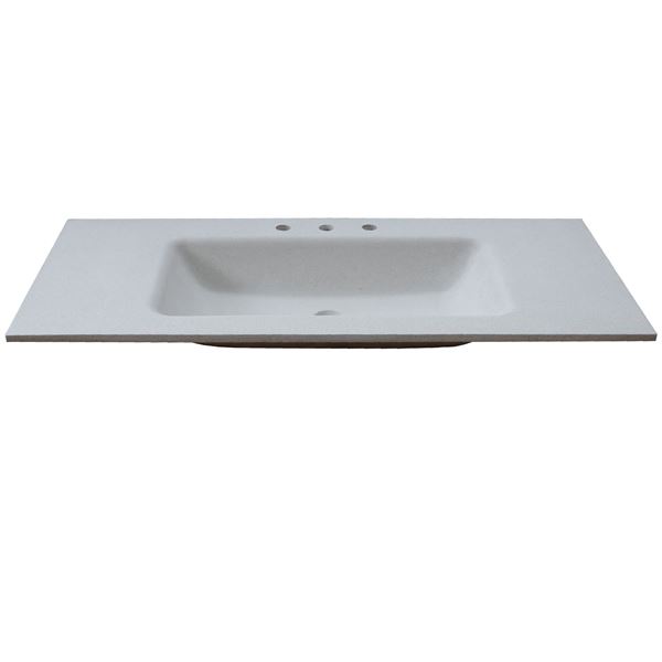 49 in. Single Slate White Concrete Top with Rectangle Sink