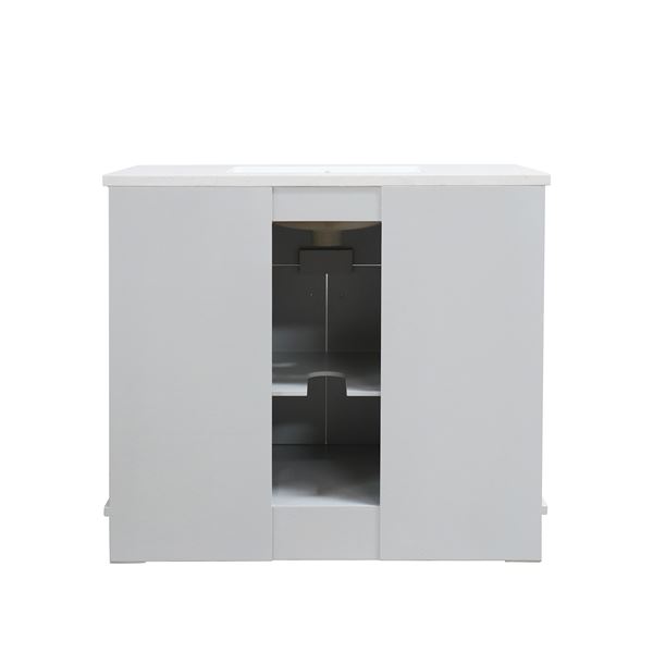39 in. Single Sink Vanity in French Gray finish with Engineered Quartz Top