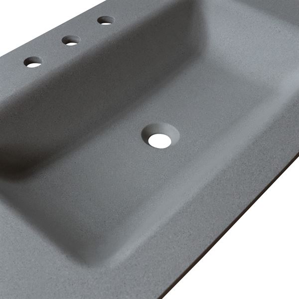 49 in. Single Dark Gray Concrete Top with Right Side Rectangle Sink