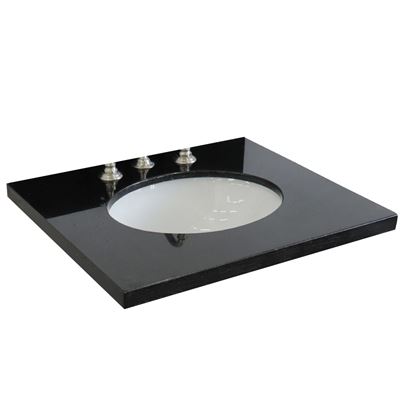 25" Black galaxy granite top with oval sink