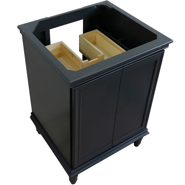 24" Single Vanity in Dark Gray Finish- Cabinet Only- Black Handles