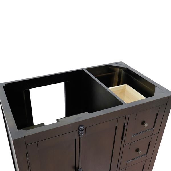 36 in. Single Vanity in Brown Ash Finish - Cabinet Only - Left Doors, Plantation Collection