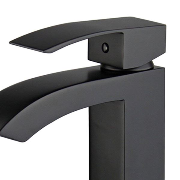 DISCONTINUED : Palma Single Handle Bathroom Vanity Faucet with Overflow in New Black