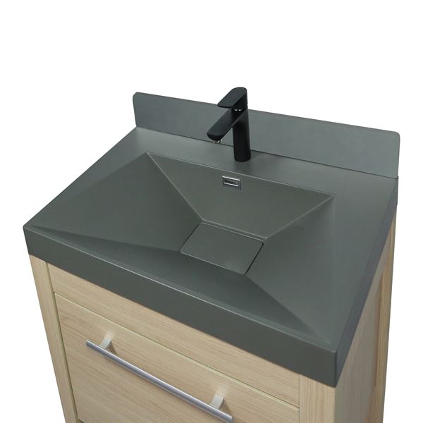 31.5" Single Sink Vanity In Neutral Finish with Gray Composite Granite Top