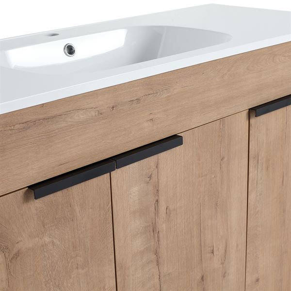 48 in. Single Vanity in Neutral finish with Solid Surface Resin White Sink