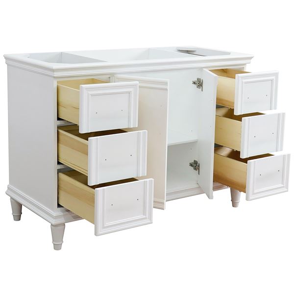 49" Single Sink Vanity in White Finish with Black Galaxy Granite and Round Sink