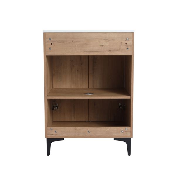 24 in. Single Vanity in Neutral finish with Solid Surface Resin White Sink