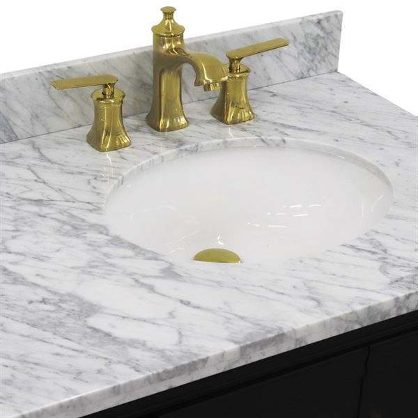 37" Single vanity in Dark Gray finish with White Carrara and oval sink- Right door/Right sink