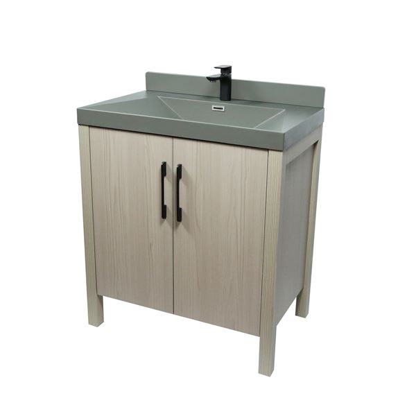 31.5" Single Sink Vanity In Light Gray with Gray Composite Granite Top