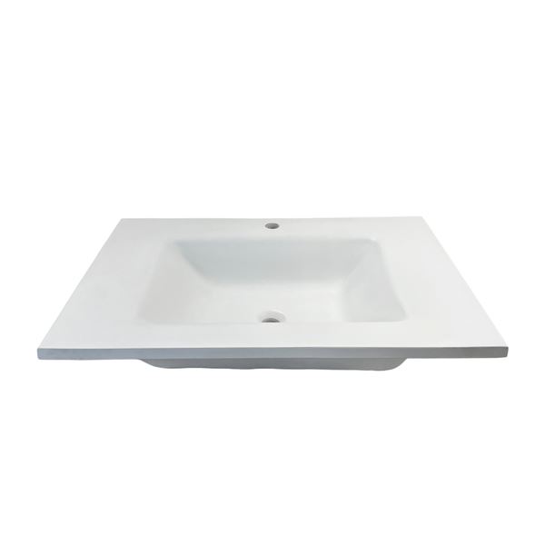 31 in. Single Concrete Ramp Sink Top with Rectangle Sink, White 