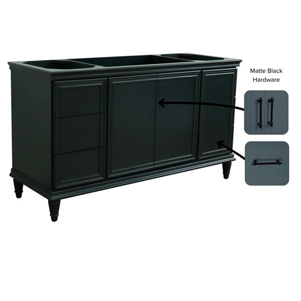 61" Single Sink Vanity in Dark Gray Finish and Black Galaxy Granite and Rectangle Sink
