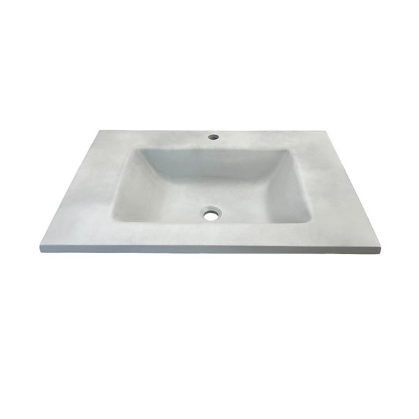 31 in. Single Concrete Ramp Sink Top with Rectangle Sink, Light Gray 