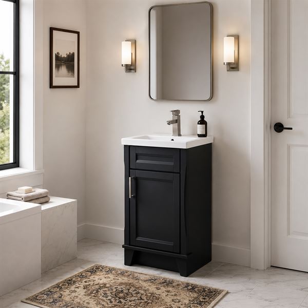 20 in. Single Sink Vanity in Dark Gray Finish with White Ceramic Sink Top