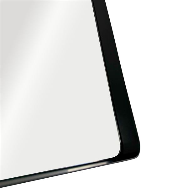 Round Rectangular Metal Frame Mirror in Matte Black