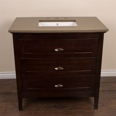 36 in Single sink vanity in sable walnut with quartz top in Taupe