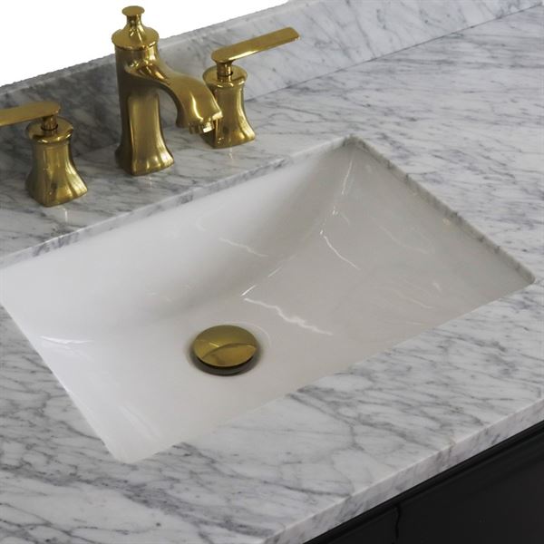 37" Single vanity in Dark Gray finish with White Carrara and rectangle sink- Left door/Left sink