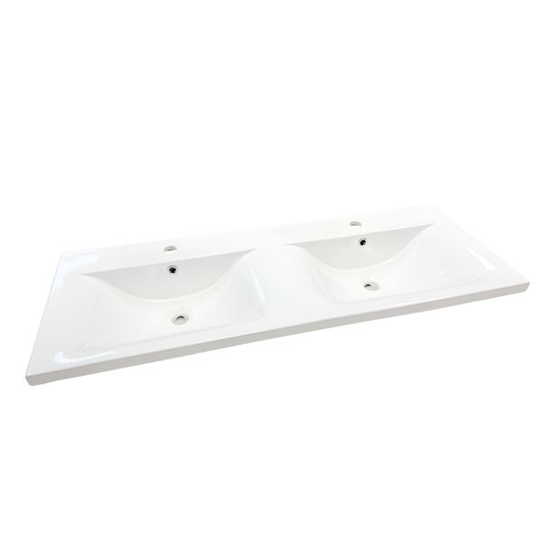 48″ EdgeFlow Double Ceramic Sink Top with Single Faucet Hole