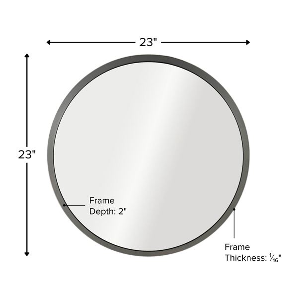 Round Metal Frame Mirror in Brushed Graphite