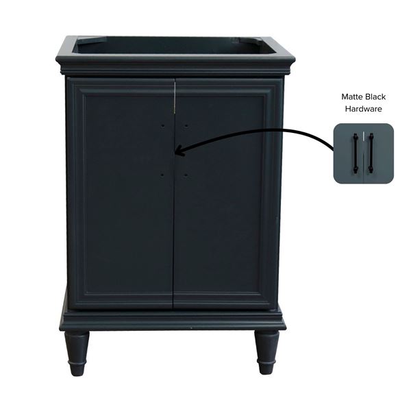 25" Single Vanity in Dark Gray Finish With White Quartz and Oval Sink