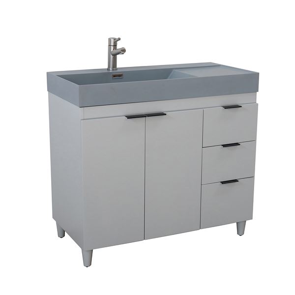 39 in. Single Sink Vanity in French Gray with Dark Gray Composite Granite Sink Top