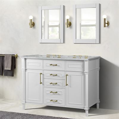 Napa Napa 48" DOUBLE VANITY IN WHITE WITH WHITE CARRRA MARBLE TOP