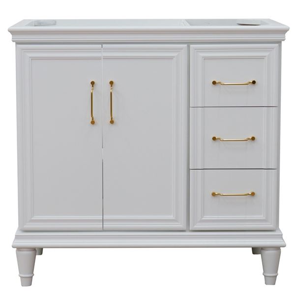 36" Single vanity in White finish- left door- cabinet only