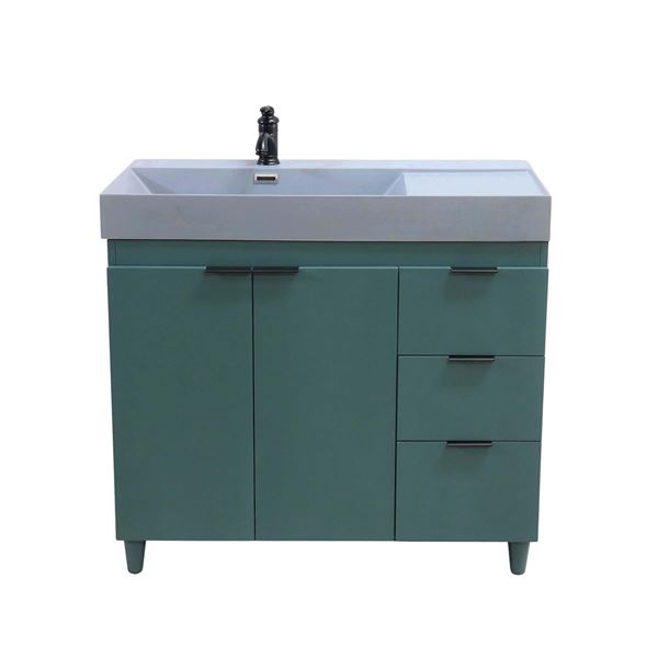 39 in. Single Sink Vanity in Hunter Green with Dark Gray Composite Granite Top