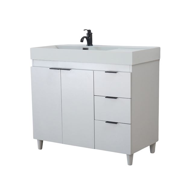 39 in. Single Sink Vanity in French Gray with Light Gray Composite Granite Sink Top