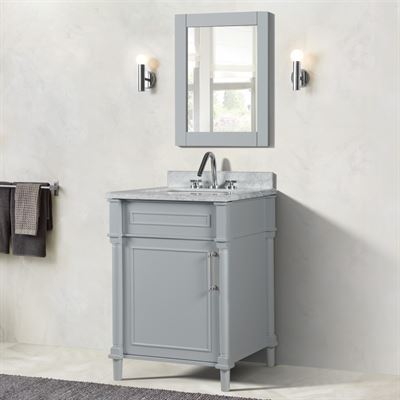 Napa 24" SINGLE VANITY IN L/GRAY WITH WHITE CARRRA MARBLE TOP