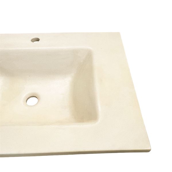 31 in. Single Concrete Ramp Sink Top with Rectangle Sink, Cream 