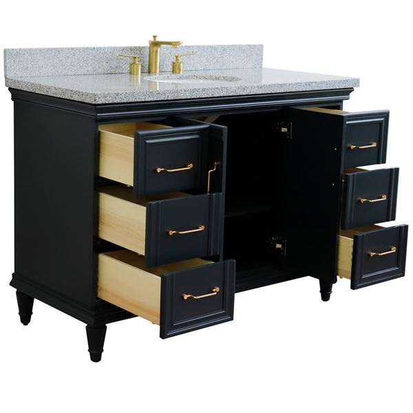 49" Single sink vanity in Dark Gray finish with Gray granite and and oval sink