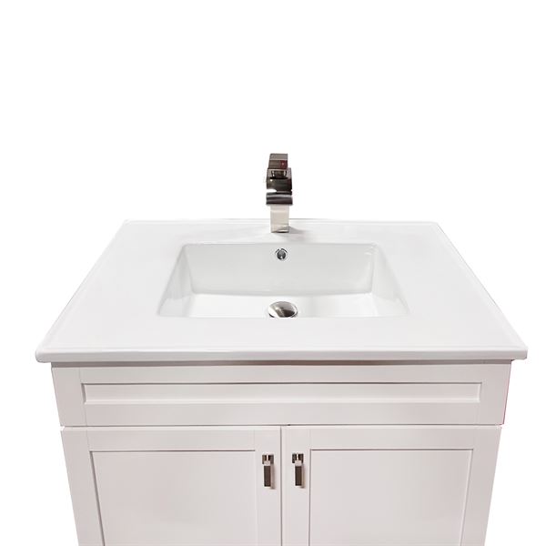 31 in. Single Sink Foldable Vanity Cabinet in White with White Ceramic Top