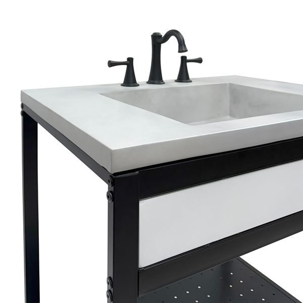 31 in. Single Sink Vanity- Black Metal Frame with Light Gray Concrete Ramp Sink Top