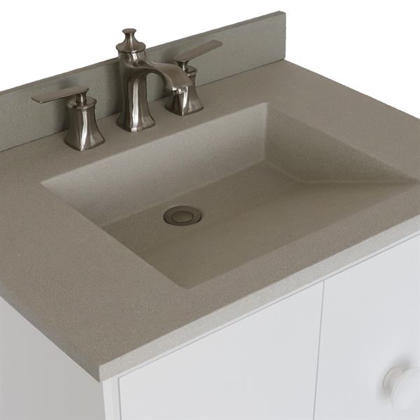 31 in. Single Wall Mount Vanity in White Finish with White Concrete Top and Rectangle Sink, Stora Collection