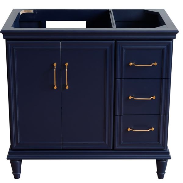 36" Single vanity in Blue finish- left door- cabinet only